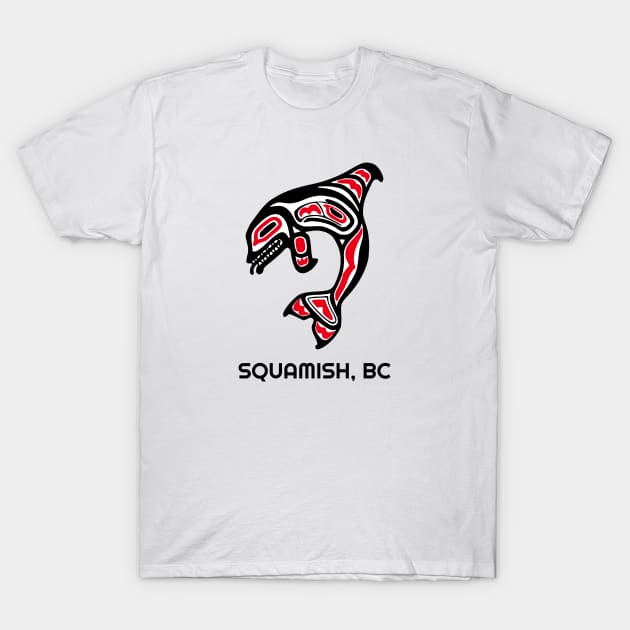 Squamish, British Columbia Red Orca Killer Whale Northwest Native Fisherman Tribal Gift T-Shirt by twizzler3b